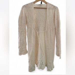 Elegant Cream Women's Crochet Cardigan